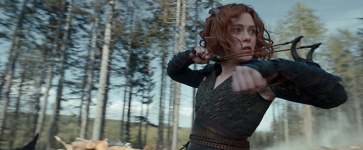 Sophia Lillis as Doric with slingshot retracted "dungeons"