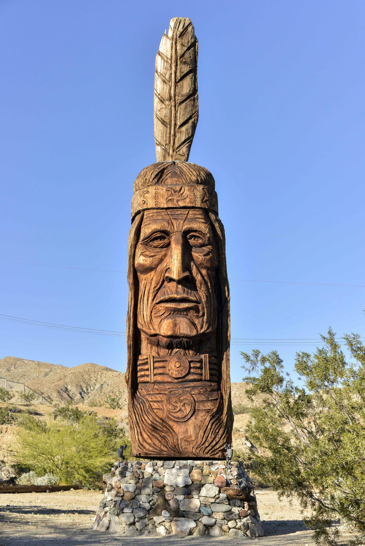 Waokiye carving at Cabot's Puebla Museum in Desert Hot Springs.