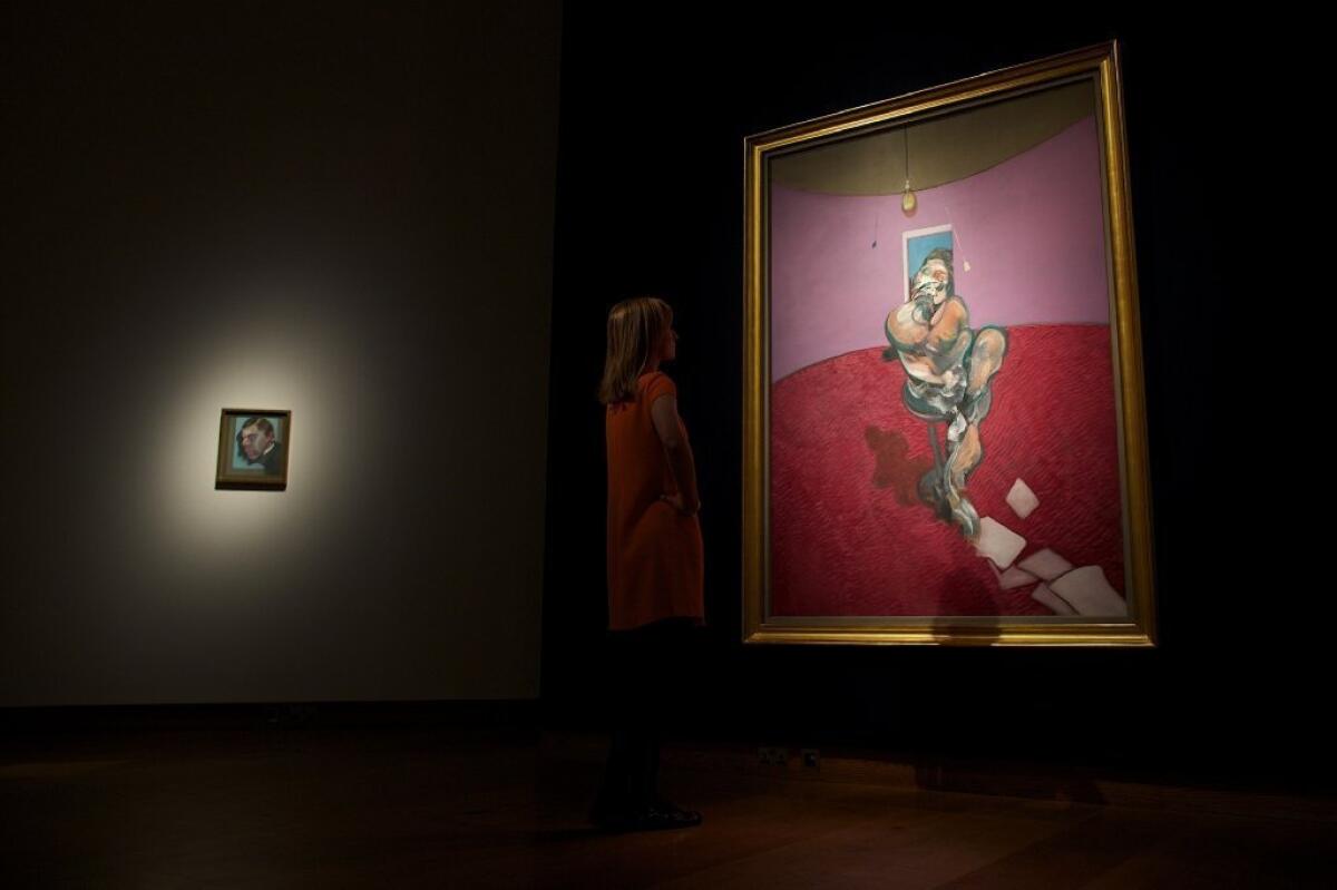 A work titled "Portrait of George Dyer Talking" by British artist Francis Bacon at Christie's in central London.