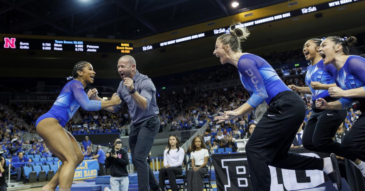 Jordan Chiles records her first perfect 10 in vault, leads UCLA to win over Nebraska