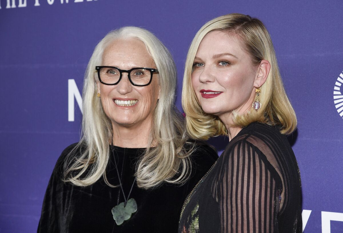 FILE - Director Jane Campion, left, and actress Kirsten Dunst attend a special screening of "The Power of the Dog" during the 59th New York Film Festival on Oct. 1, 2021. . The film, in select theaters Wednesday and on Netflix Dec. 1, may get Dunst her first Oscar nomination for her heartbreaking performance as Rose, a fragile single mother. (Photo by Evan Agostini/Invision/AP, File)