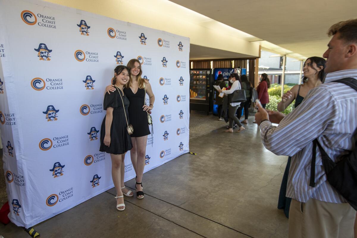 Norika Shigemura, left, and Arianna Kent, both recipients of scholarships, pose for a photo during OCC's Honors Night.