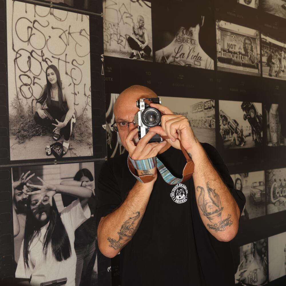 Estevan Oriol poses for a portrait at Beyond The Streets Gallery 