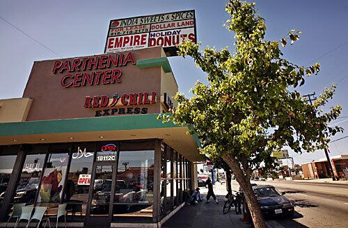 Red Chili Express Pakistani restaurant in the Parthenia Center in Northridge, along with the Red Chili Pakistani & Indian Halal Tandoori restaurant.