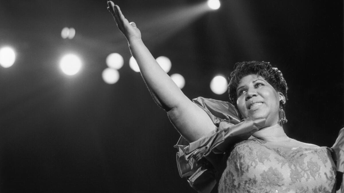 Aretha Franklin performs at the New Orleans Jazz Festival.