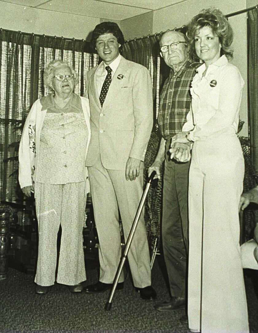 Bill Clinton With An Older Man And Woman While Visiting The Arkansas Nursing Home Where Juanita Broaddrick Worked In 1978.