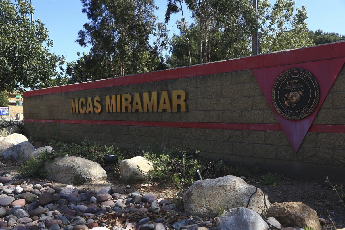 An entrance sign to Marine Corps Air Station Miramar.