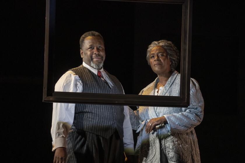 Wendell Pierce and Sharon D Clarke in the Broadway revival of Arthur Miller's 'Death of a Salesman' at the Hudson Theatre.