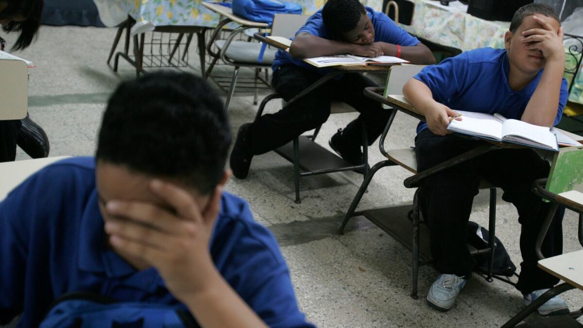 Students at Republica del Peru Middle School in San Juan, Puerto Rico, in 2008.