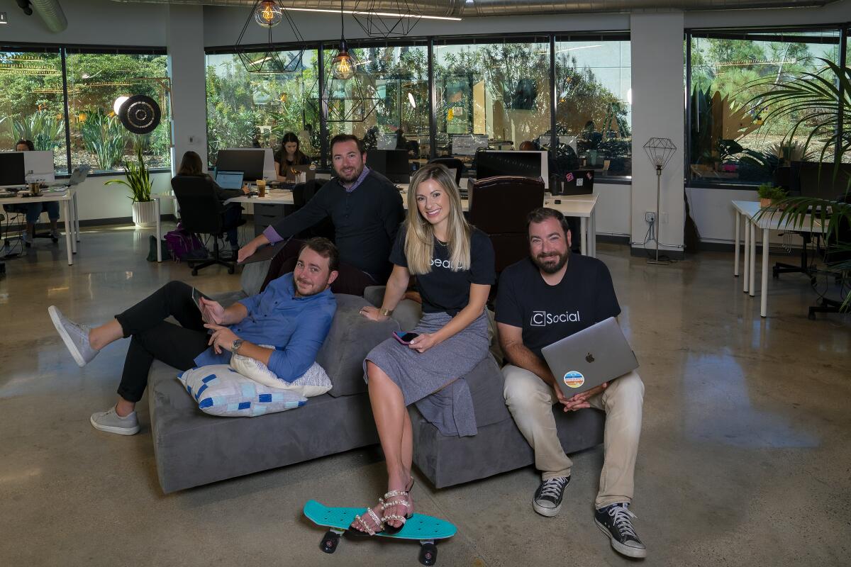 The C Squared Social team includes siblings Caleb Crail, Cassidy Crail, Katerli Ponce and Cody Crail. Their sister Karlye Atwood and brother Casey Crail work remotely.