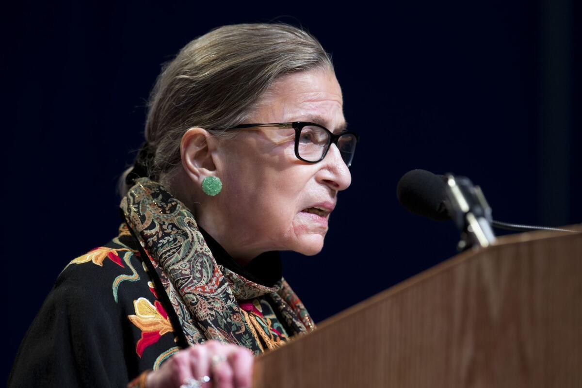 U.S. Supreme Court Justice Ruth Bader Ginsburg, the oldest currently serving justice, speaks at Brandeis University in Waltham, Mass. on Jan. 28.