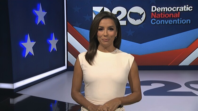 Eva Longoria speaks during the first night of the Democratic National Convention on Aug. 17