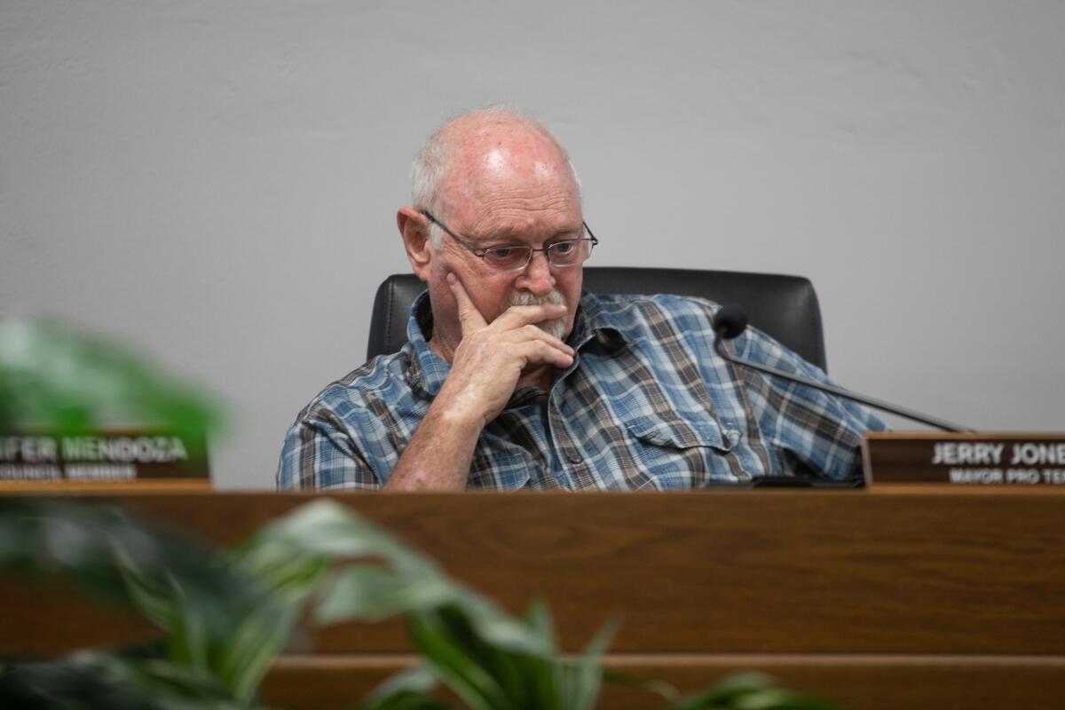 Former Lemon Grove Councilmember Jerry Jones listens to public speakers.