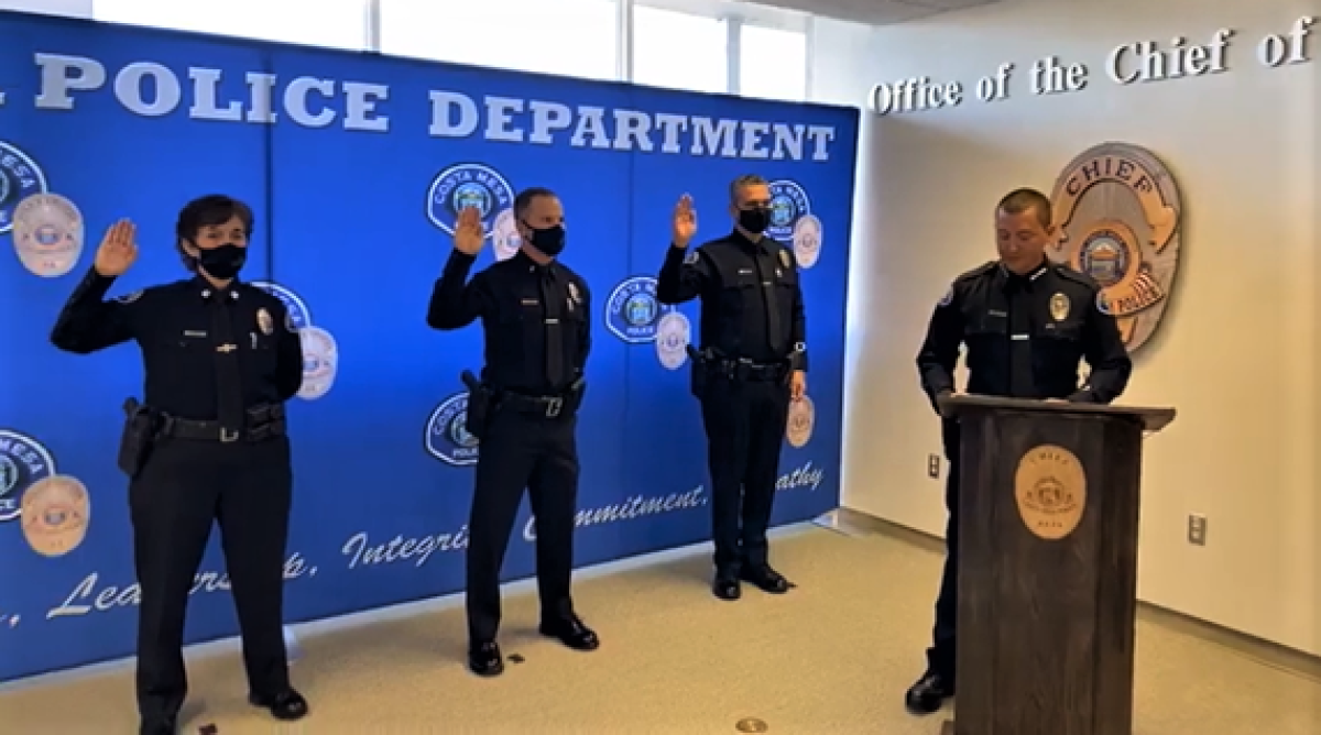 A Dec. 30 swearing-in ceremony at the Costa Mesa Police Department