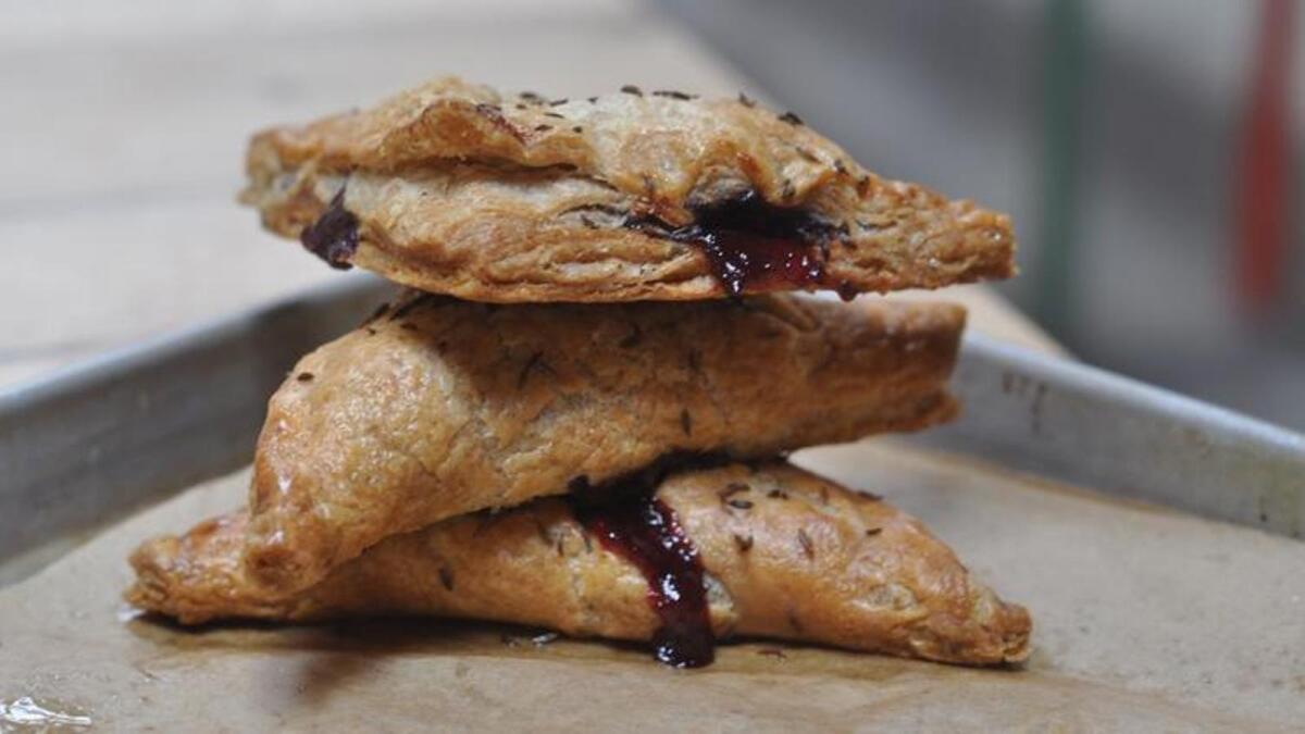 Rye-cherry hand pies from pastry chef Sarah Lange, at Elysian.