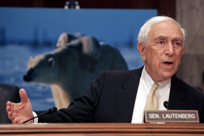 Democratic Senator Frank R. Lautenberg of New Jersey, seen speaking during a Senate Environment and Public Works Committee hearing, died Monday at a New York hospital after suffering complications from viral pneumonia.