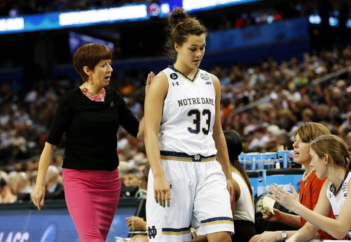 Coach Muffet McGraw has maintained an all-female coaching staff at Notre Dame since 2012. “We don’t have enough female role models,” she said. “We don’t have enough visible women leaders. We don’t have enough women in power.”