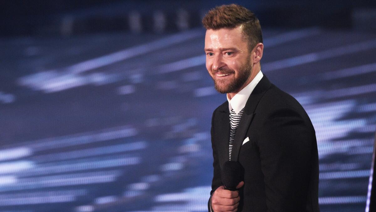 Justin Timberlake appears last month at the iHeartRadio Music Awards.