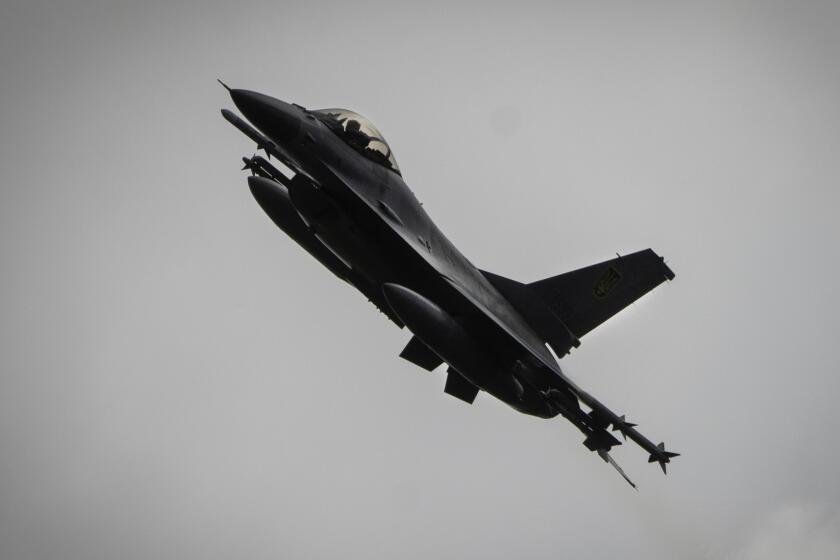 In this photo taken Sunday, Aug. 4, 2024, the Ukrainian Air Force's F-16 fighter jet flies in an undisclosed location in Ukraine. One of the handful of F-16 warplanes that Ukraine has received from its Western partners to help fight Russia's invasion crashed on Monday, Aug. 26, when Russia launched a major missile and drone barrage at Ukraine, Ukraine's military officials said on Thursday, Aug. 29, 2024. (AP Photo/Efrem Lukatsky)