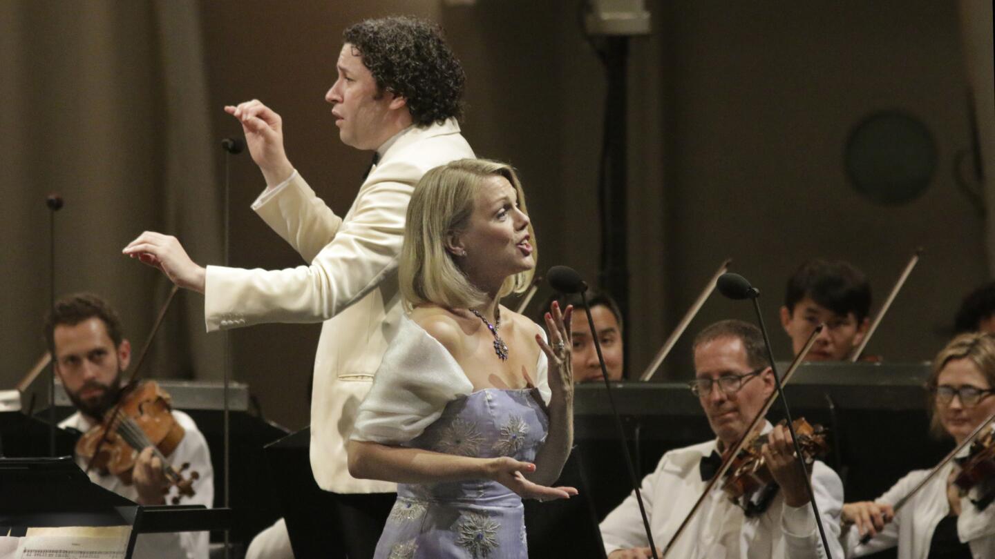 As Gustavo Dudamel conducts, soprano Miah Persson helps conclude the L.A. Philharmonic's all-Mozart program Thursday night at the Bowl with a set of arias and duets.