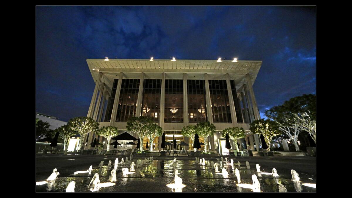 The Music Center in downtown Los Angeles, which includes the Dorothy Chandler Pavilion, shown here, plans a gala and special performances for its 50th birthday.