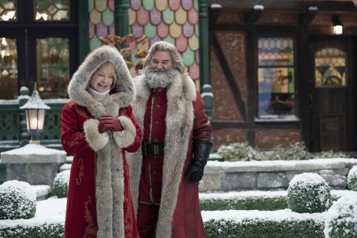Goldie Hawn as Mrs. Claus and Kurt Russell as Santa in the movie "The Christmas Chronicles: Part Two."