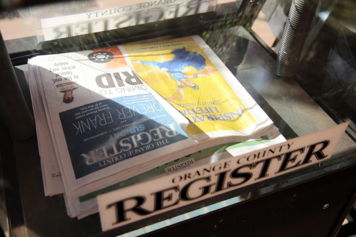 The assets of Freedom Communications Inc., owner of the Orange County Register, were sold for $49.8 million in bankruptcy court.