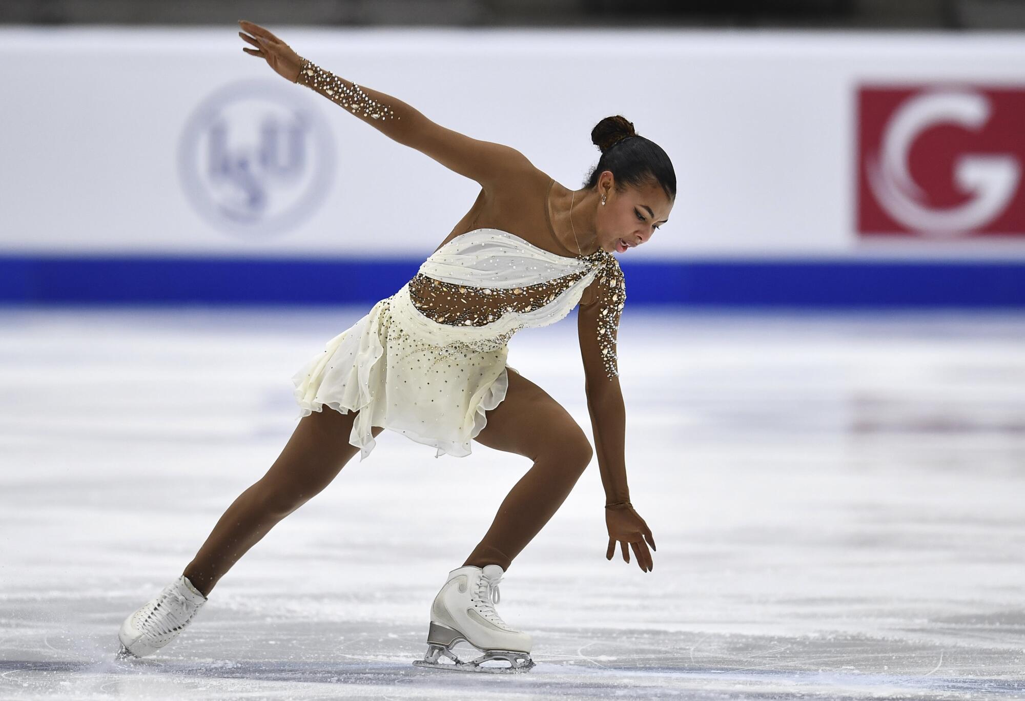 Starr Andrews performs at the ISU Four Continents figure skating championships Jan. 22 in Tallinn, Estonia.