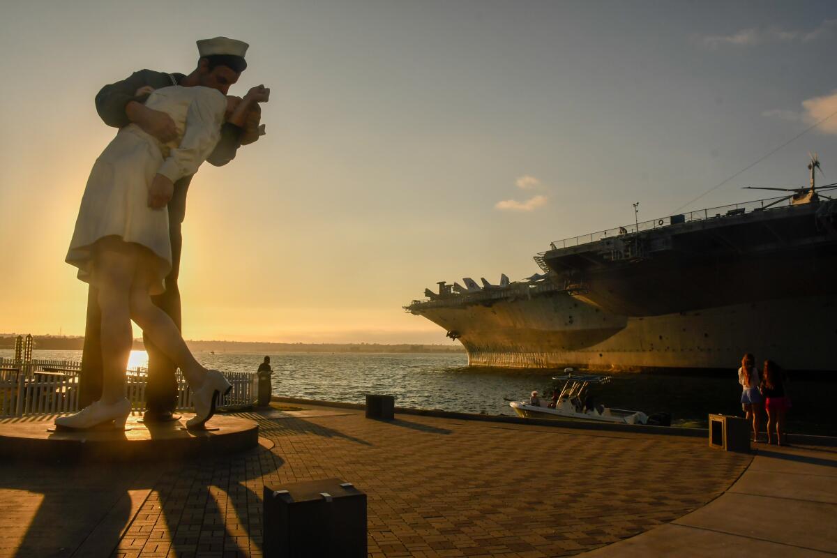 A sculpture beside the USS Midway Museum