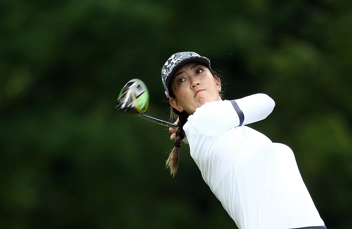 Michelle Wie hits a shot at the KPMG Women's PGA Championship in June 2019.