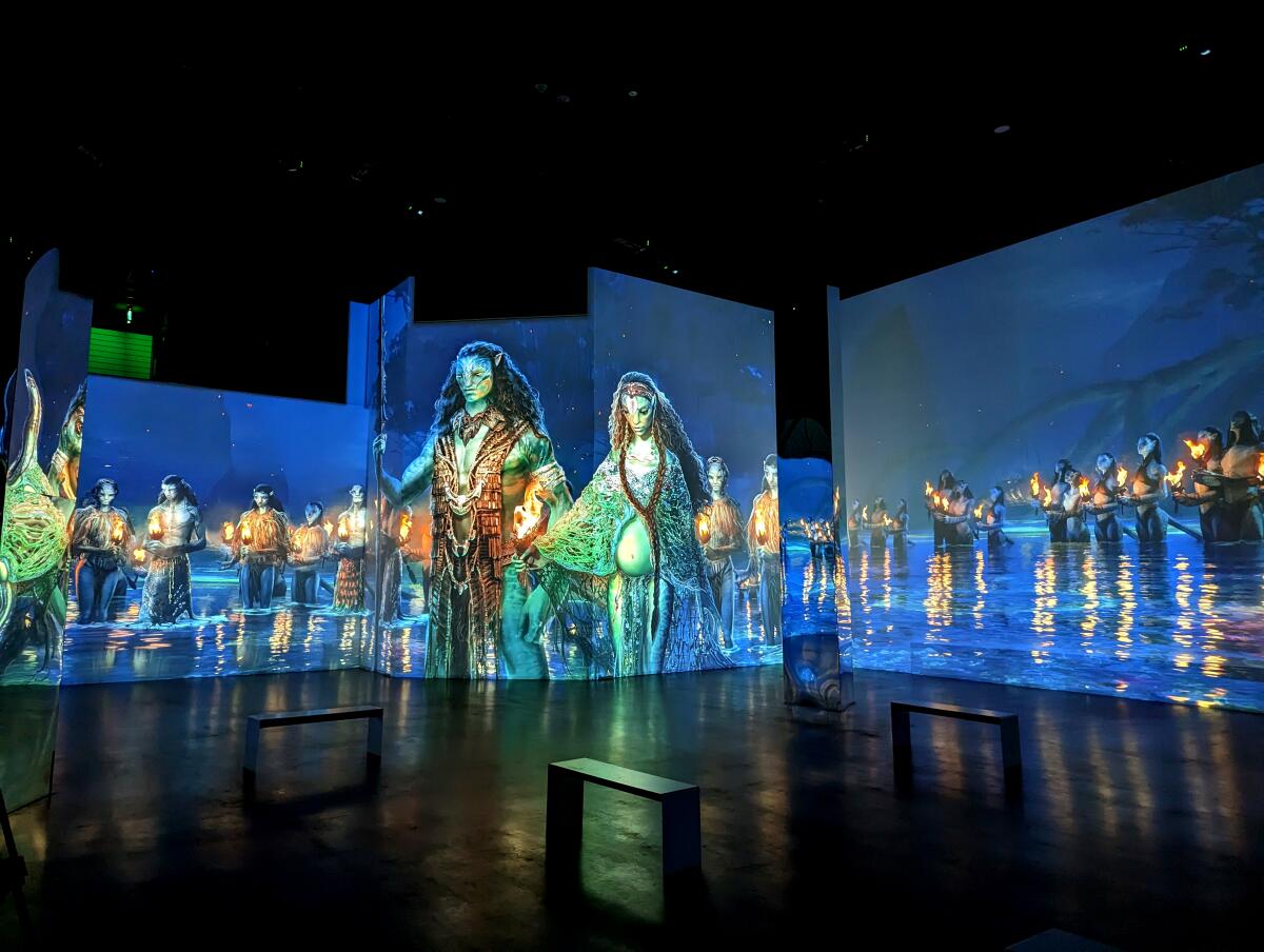 Projections of characters from "Avatar: The Way of Water."