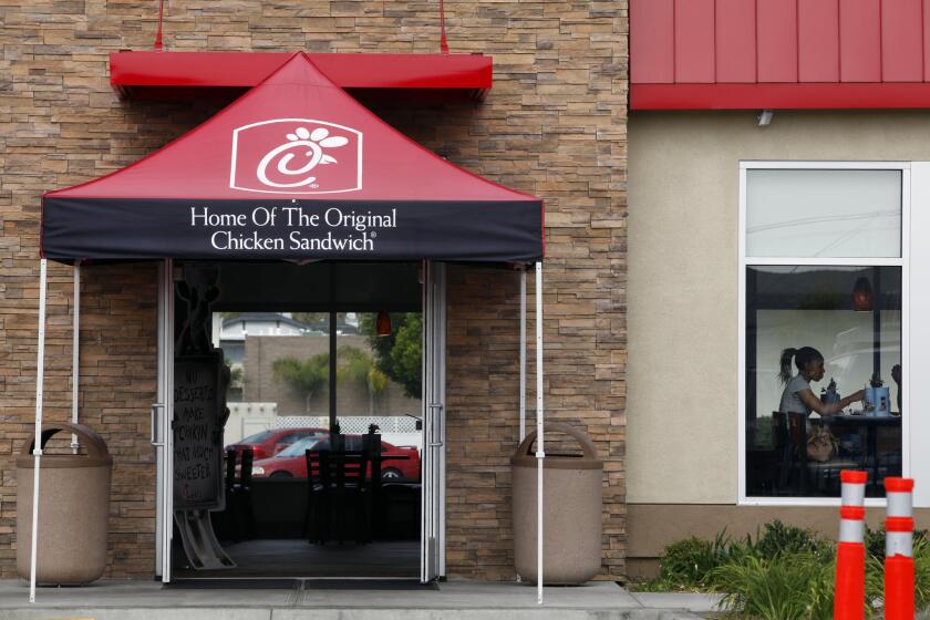 A Chick-fil-A restaurant in Torrance on Aug. 2, 2012. The Atlanta-based chicken chain, a focus of gay-rights protests three years ago, led the fast-food category in the 2015 American Customer Satisfaction Index restaurant report released Tuesday.