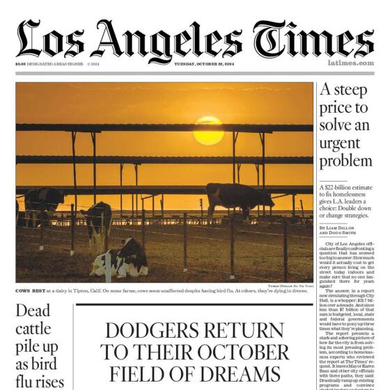 Front Page of Today's L.A. Times