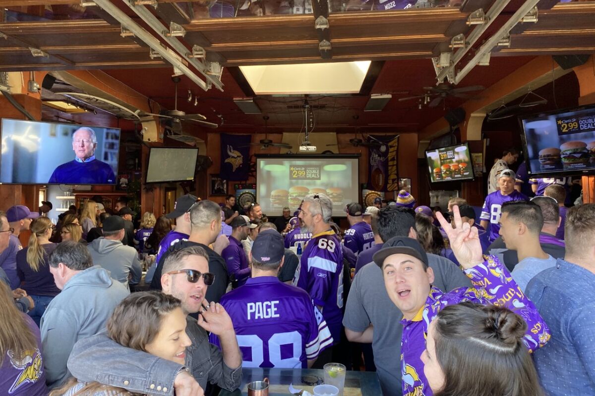 A view of the Guava Beach Bar & Grill during a Minnesota Vikings game.