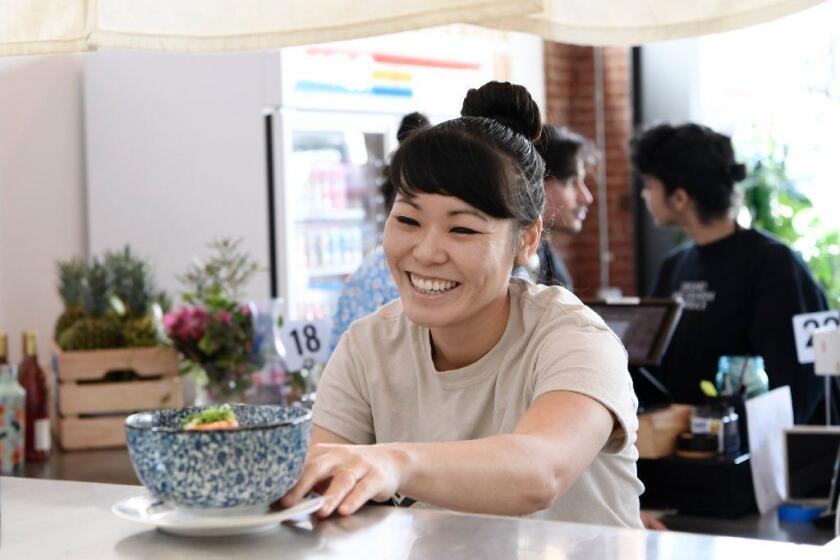 LOS ANGELES, CA-March 7, 2019: Vivian Ku helps out on the floor of her most recent restaurant, Joy, on Thursday, March 7, 2019. (Mariah Tauger / Los Angeles Times)