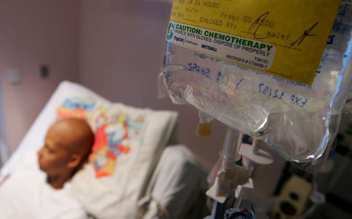 A cancer patient undergoes chemotherapy treatment in San Francisco.