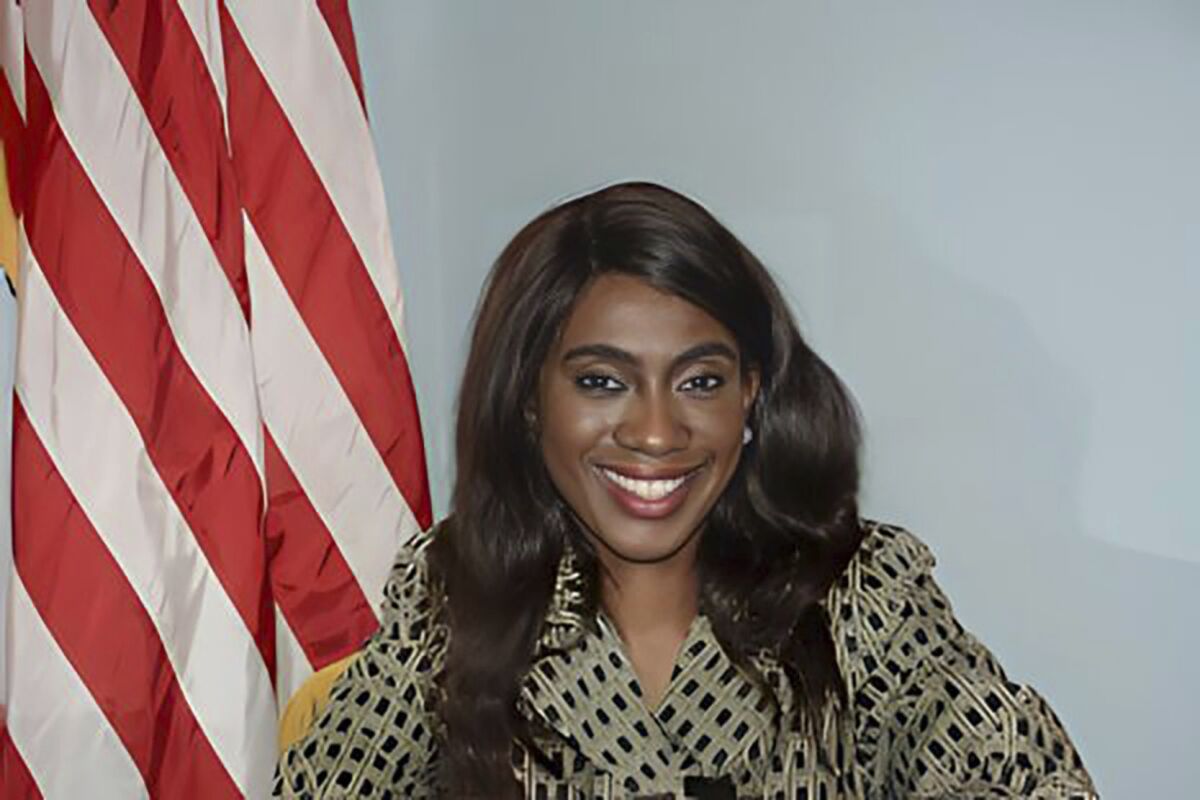 This undated photo, provided by the Sayreville Borough Council, shows Sayreville Councilwoman Eunice Dwumfour. The 30-year-old councilwoman was found shot to death in an SUV outside of her home, authorities said, Thursday, Feb, 2, 2023. She had been shot multiple times and was pronounced dead at the scene. (Courtesy Sayreville Borough Council via AP)