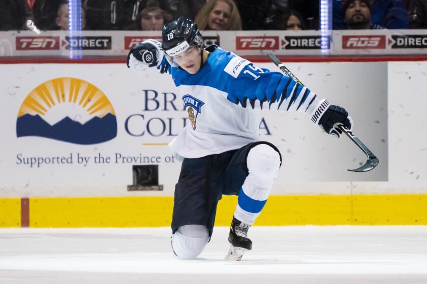 VANCOUVER, BC - JANUARY 4: Rasmus Kupari #19 of Finland celebrates after scoring a goal against Switzerland in Semifinals hockey action of the 2019 IIHF World Junior Championship on January, 4, 2019 at Rogers Arena in Vancouver, British Columbia, Canada. (Photo by Rich Lam/Getty Images)