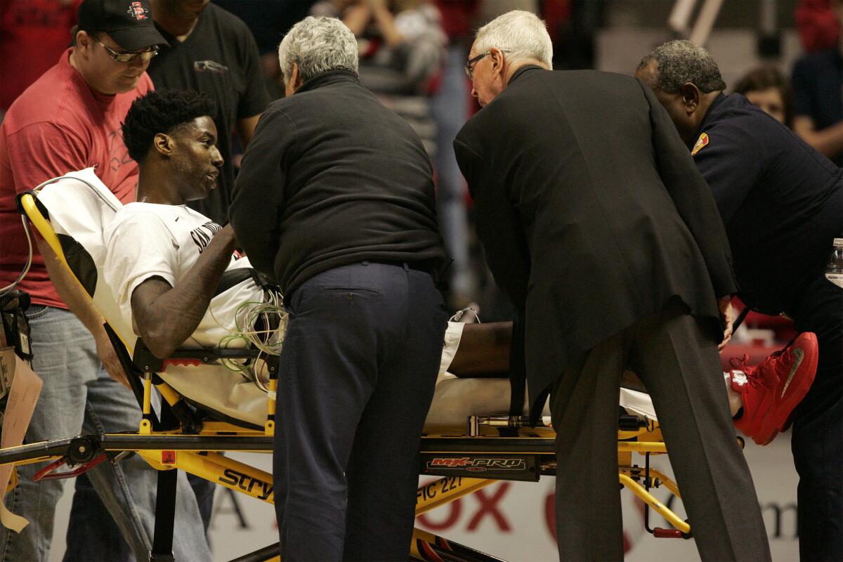 San Diego State's Dwayne Polee II was released from the hospital on Tuesday after collapsing on the court Monday during a game between the Aztec's and UC Riverside.
