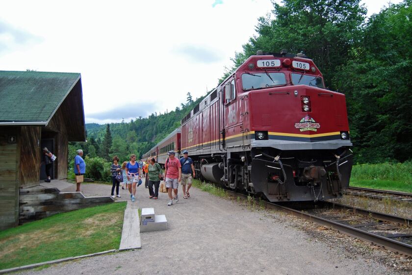 The tour train's arrival at Agawa Canyon Park means passengers have 90 minutes to relax, see the sights and hike the gravel trails.