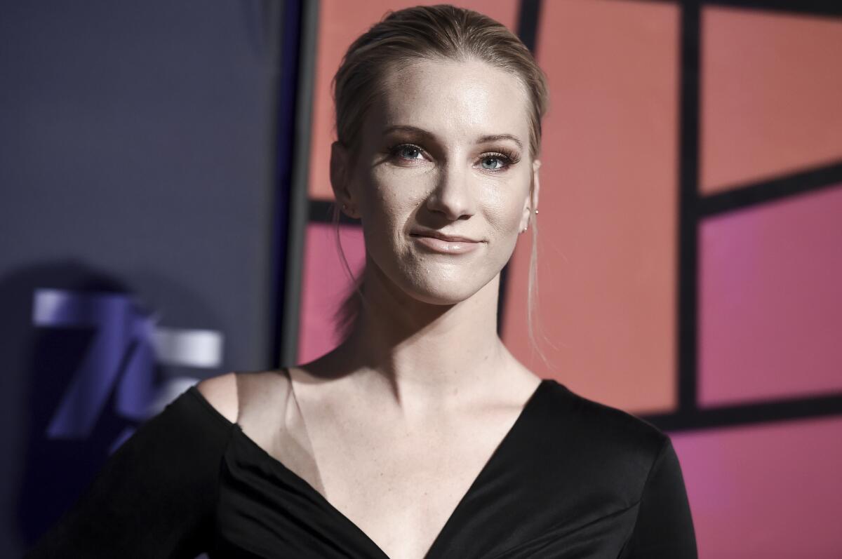 Heather Morris in a black gown
