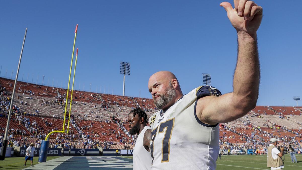 Left tackle Andrew Whitworth aims to be back with the Rams this season.