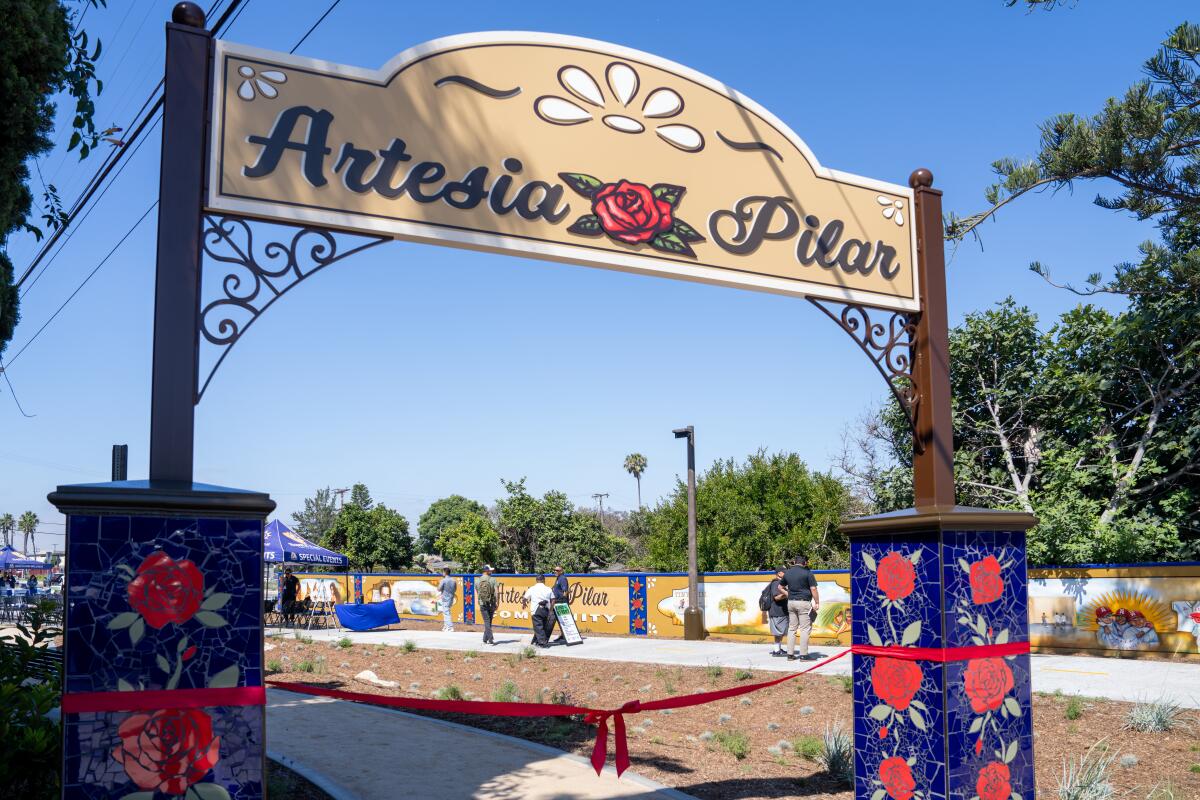 City officials cut the ribbon on Monday to celebrate the completion of a new pocket park in Santa Ana.