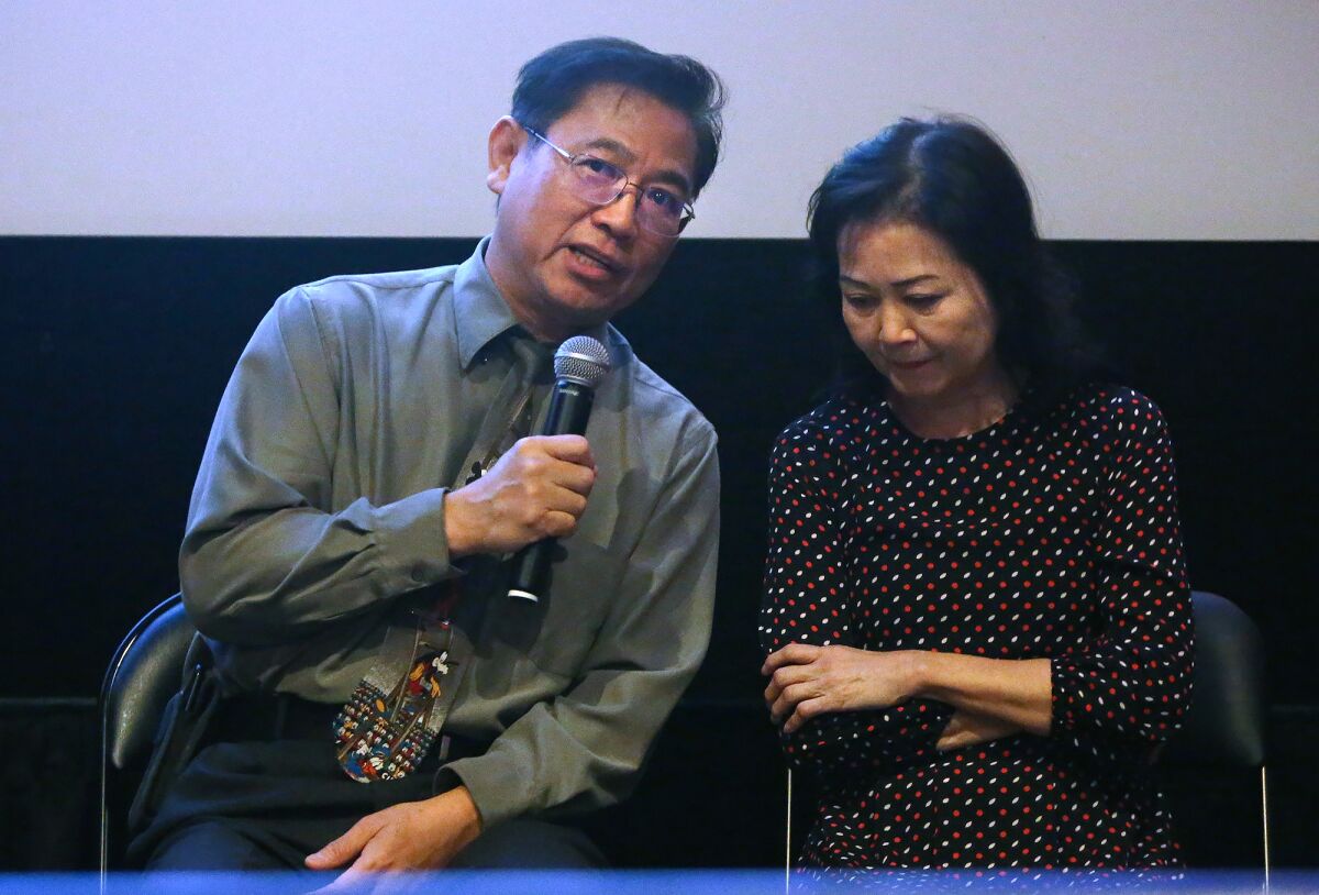 Paul and Millie Cao at the Q&A following "Walk Run Cha Cha," when it screened at the 2019 Viet Film Festival in Orange, CA.