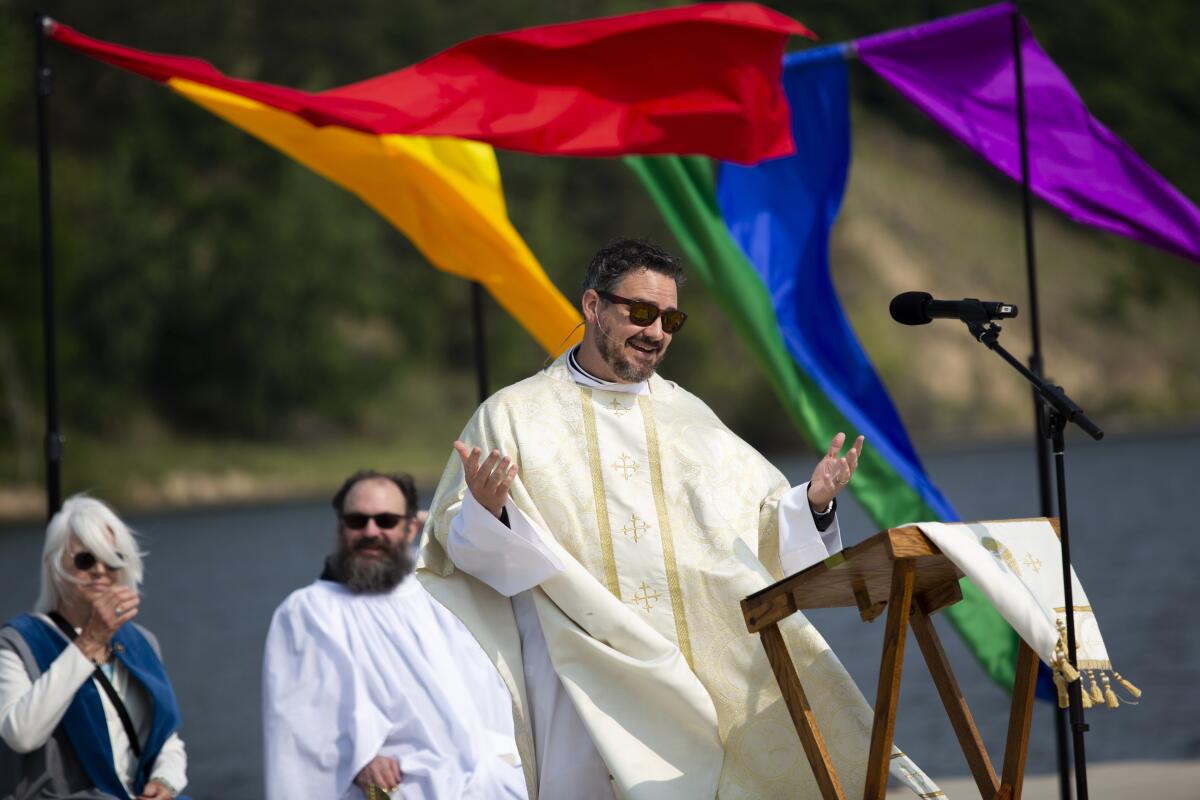 Clergy members at a Pride worship service