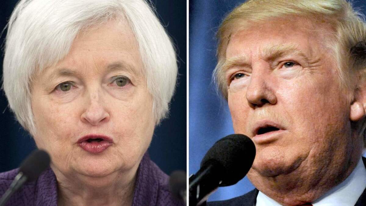This combination of file photos shows Federal Reserve Board Chairwoman Janet L. Yellen and President-elect Donald Trump.