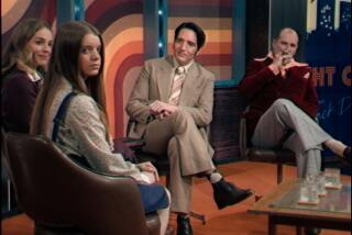 Laura Gordon, from left, Ingrid Torelli, David Dastmalchian and Ian Bliss in the movie "Late Night With the Devil."