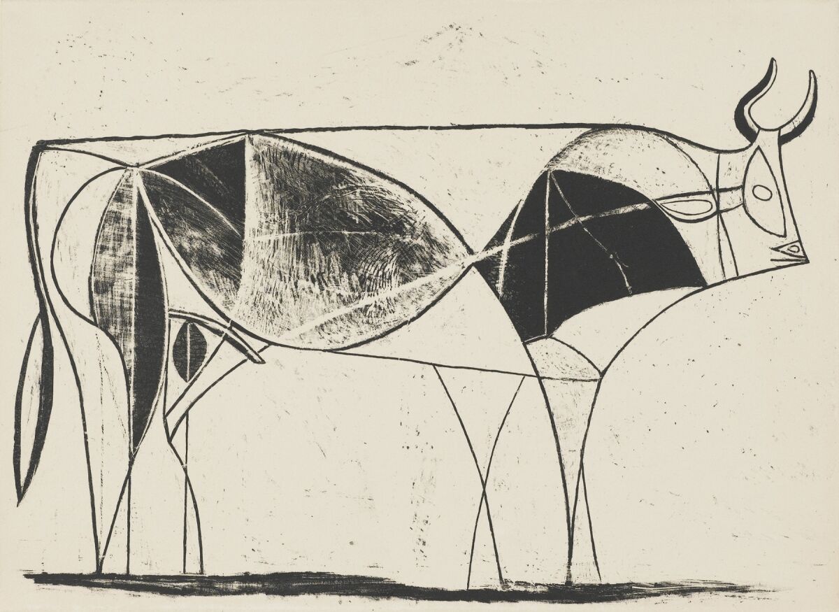 A lithograph, "The Bull," 1945, by Pablo Picasso. (Pablo Picasso / Norton Simon Museum of Art)