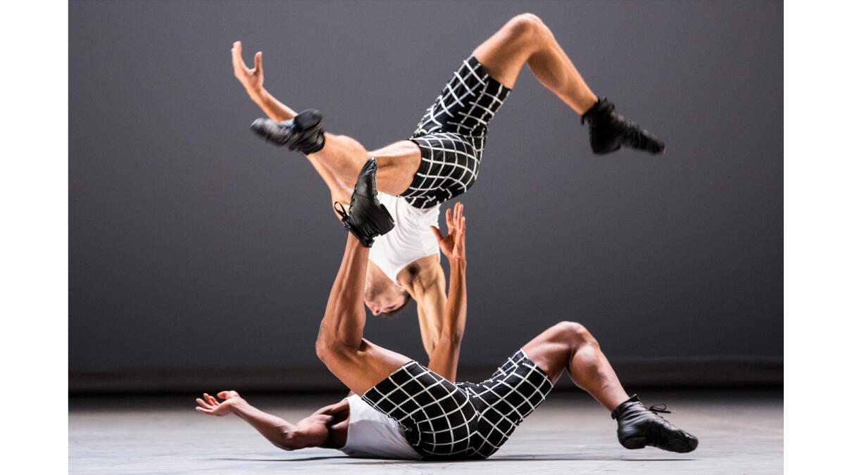 Dancers perform choreographer Benjamin Millepied's "Untitled (2014)" during a presentation by L.A. Dance Project at Theatre at Ace Hotel in downtown Los Angeles, Oct. 24, 2014.