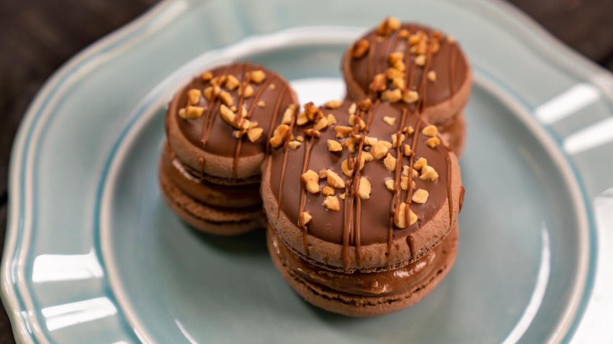Caramel Peanut Milk Chocolate Mickey Macarons at the 2022 Disney California Adventure Food & Wine Festival.